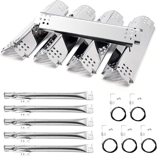 Grill Replacement Parts for Nexgrill 720-0888, 720-0888N, 720-0830H Gas Grill Models, 5 Pack Stainless Steel Pipe Burners, Heat Plates and Electronic Ignitors Kit for Nexgrill Replacement Parts