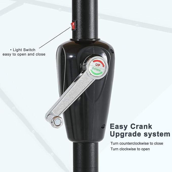 MASTERCANOPY 7.5ft Patio Umbrella with Solar Lights, Orange | 6 Ribs, 24 Solar LED Lights, Tilt & Crank, UV/Water-Resistant, Easy Setup – Ideal for Garden, Deck, Pool