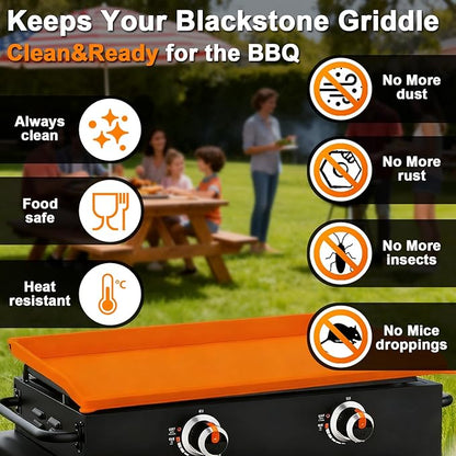 Full-Edge 28" Silicone Griddle Cover, with 16" Silicone Spatula Mat and Grease Cup Liners, Compatible with Blackstone Griddle, Perfect All-Season Outdoor Protection Combination