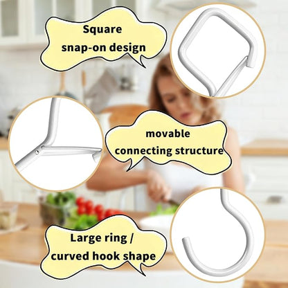 Heavy Duty S Hooks for Hanging with Lock, 4.72 Inch Metal Screw Hooks for Plants, Kitchen Utensils, Bags, Towels, and Outdoor Storage, Plant Hangers and Hanging Hooks (White, 30 pcs)