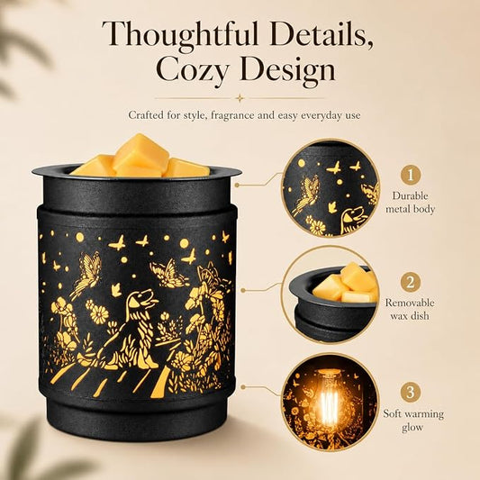 kobodon Wax Melt Warmer Metal Wax Warmer for Scented Wax (Dogs) | Electric Fragrance Candle Oil Burner 2 in 1,as Gifts for Moms Grandma Women Girls