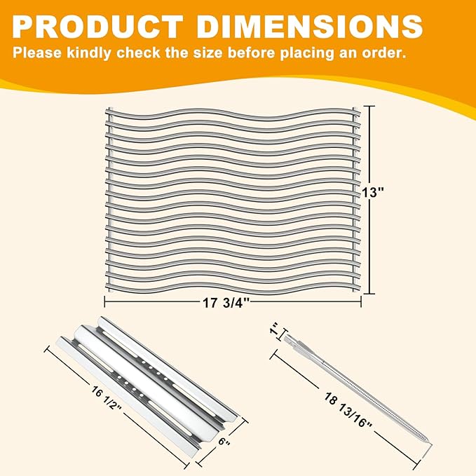 BBQ-PLUS Grill Replacement Parts for Napoleon LEX 485, Mirage 485, Built-in LEX 485, Lifestyle 485, Cooking Grates Heat Plates Burner Tubes Kit for Napoleon Grill Accessories, Stainless Steel
