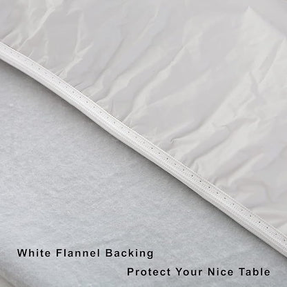 LIBERECOO Oval Fitted Vinyl Tablecloth with Flannel Backing -Pure White - Fits 48" x 68" Oval Table - Waterproof, Elastic Edged for Secure Fit, Easy to Clean Plastic Table Cover