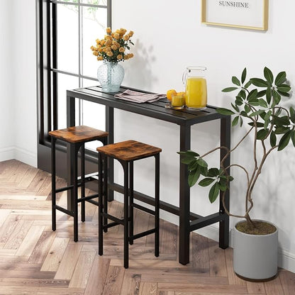 COSTWAY Outdoor Bar Table 48-inch Wide, Narrow Counter Height Dining Table with Waterproof Top and Heavy-Duty Metal Frame, Rectangular Pub Table for Hot Tub Garden Patio Backyard Poolside, Black | with Waterproof Top and Heavy-Duty Metal Frame, Rectang...