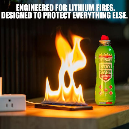 StaySafe Lithium Fire Extinguishing Spray By LifeSafe Technologies | Patented Non-Toxic Fluid Suppresses Fires Caused By Lithium-Ion Batteries in Phones, Laptops, Power Banks and Other Electronics