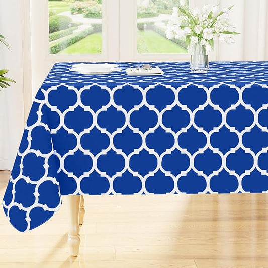 Smiry Rectangle Table Cloth, Waterproof Vinyl Tablecloths with Flannel Backing for Rectangle Tables, Wipeable Spillproof Plastic Tablecloth for Dining, Camping, Indoor and Outdoor (60"x120", Blue)