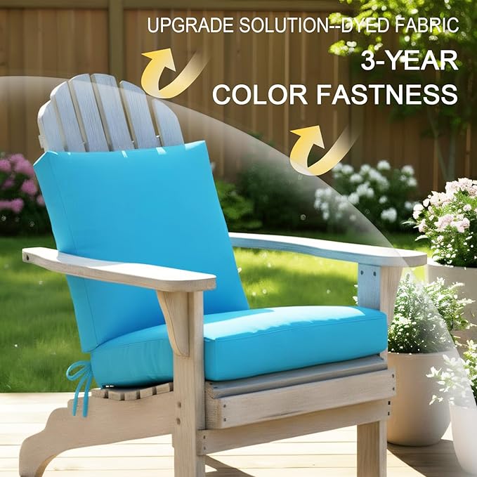 NettyPro Patio Cushion Covers Replacement Set 4 Water Repellent UV Resistant Outdoor Chair Seat Cushion Slipcover with Zipper and Tie, 24 x 22 x 4 Inch, Peacock Blue