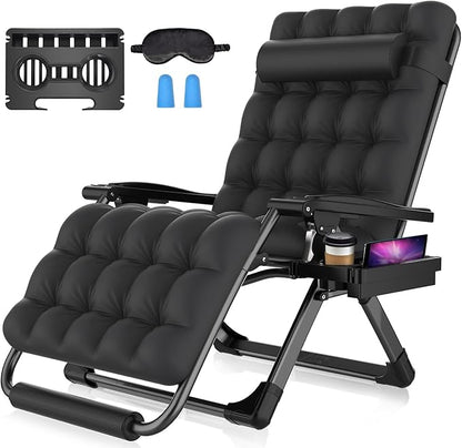 Suteck Oversized Zero Gravity Chair,33In XXL Lounge Chair w/Removable Cushion&Headrest, Reclining Camping Chair w/Upgraded Lock and Footrest, Reclining Patio Chairs Recliner for Indoor Outdoor,500LBS