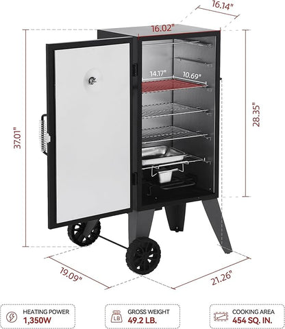 Royal Gourmet SE2805 28-Inch Analog Electric Smoker with 3 Cooking Grates, Outdoor Smoker with Adjustable Temperature Control & 454 Sq. In. Cooking Area for Outdoor Backyard BBQ, Black