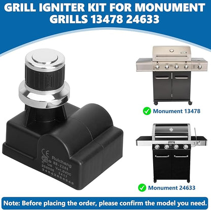 SafBbcue 13478 24633 Grill Igniter Replacement for Monument Grills - Replacement Pulse Igniter with Ignition Button, Corrosion Resistant Easy Install