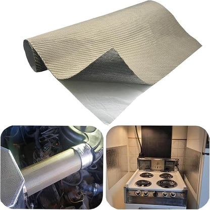 Titanium Thermal Barrier Adhesive Backed Heat Blanket Heat Shield Mat 12'' X 47'' for wall behind grill, fireplace kitchen cabinet 2500 Degrees Fire Pit Mat Fireproof Grill Pad