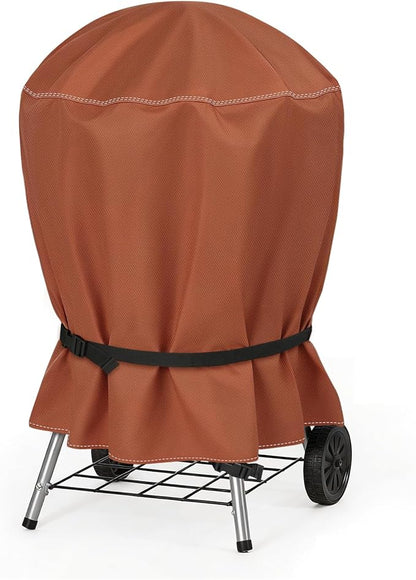 NettyPro Grill Cover for Charcoal Kettle Grill 22 inch, Heavy Duty Waterproof Outdoor Round Smoker Cover, 27" W x 25" D x 35" H, Brown