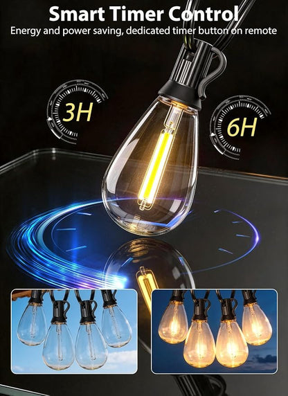 200FT Outdoor String Lights with 76+2 S11 LED Bulbs, Waterproof Dimmable Patio Lights with Remote, Shatterproof E12 Hanging Bistro Lights for Backyard, Porch, Garden, Deck Outdoor Decor