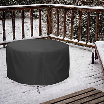 LBTING Fire Pit Cover, 44 inch Cover for 41-44 inch Round Firepit, Waterproof Windproof Dustproof UV-Resistant Heavy Duty Cover for Outdoor Patio Firepit Table - Black
