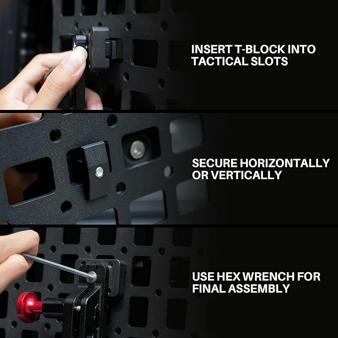 Rigid MOLLE Panel Fire Extinguisher Mount – Quick Release Fire Extinguisher Bracket with 4 Adjustable Clamps, Fits MOLLE Panels for Vehicles