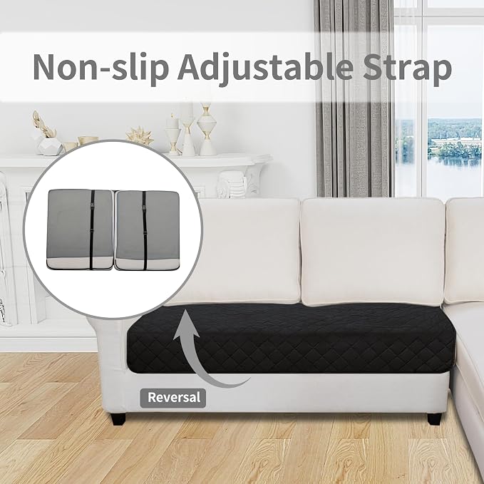 Easy-Going Sectional Couch Covers for Dogs L Shape Sofa Cover Reversible Sofa Slipcover Chaise Lounge Cover Furniture Protector Cover for Pets Dog Cat (30 x 50 inches, Black/Beige) | Black/Beige, Soft Sofa Slipcover For Dogs, Fits Left/Right Chaise Lou...