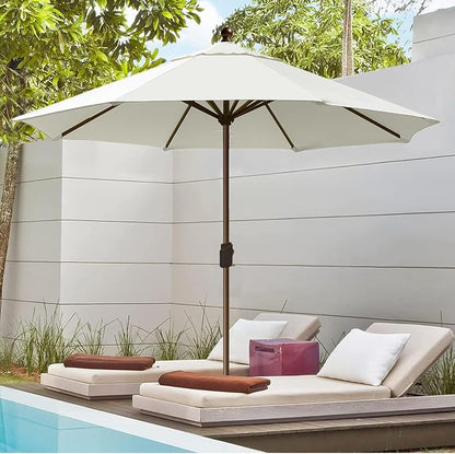 EliteShade USA 10-Year-Non-Fading 10Ft Market Patio Umbrella, UPF 50+ UV Protection Performance Sun Umbrella, Heavy Duty Commercial Grade Outdoor Table Umbrella with Crank, Windproof Vented Top for Garden, Pool, Deck and Outdoor Playsets, No Tilt, White