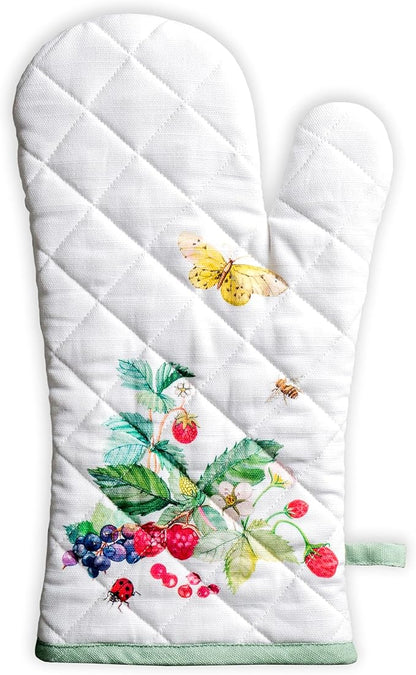 Maison d'Hermine Oven Gloves 100% Cotton Oven Mitt 7" x 13" with Loop Heat Resistant BBQ Cooking Gloves Baking Grilling Kitchen Hotel Home Farmhouse Spring Summer (Pack of 1, Printemps)