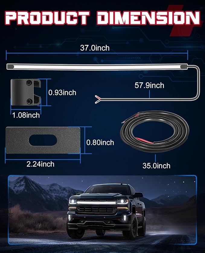OFFROADTOWN LED Grill Lights for 2014-2018 Chevy Silverado 37 Inch Curved DRL LED Grille Accent Light Bar Kit Chevy Silverado 1500 Accessories Waterproof Front Warning Marker Light