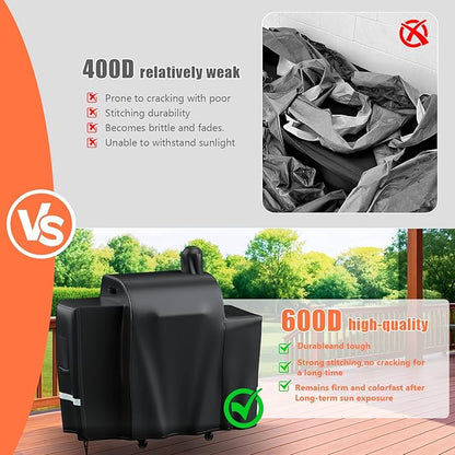Grill Cover for Pit Boss Platinum Laredo 1000 Wood Pellet Grills, PB1000PL - 600D Heavy Duty Waterproof Fade Resistant Pit Boss Laredo 1000 Grill Cover with Portable Handle and Reinforced Hem