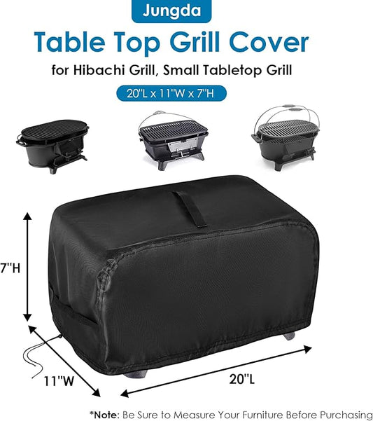 Grill Cover for Hibachi Grill, Outdoor Waterproof Small Tabletop Grill Cover Heavy Duty Camping BBQ Grill Covers - 20 x 11 x 7 Inch
