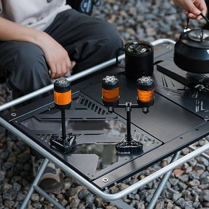 Drfeify Aluminum Camping Light Stand, Portable Outdoor Lamp Holder with Triangular Base for Tent Backyard BBQ Picnic Hiking