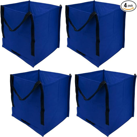 DURASACK Heavy Duty Storage Tote Bag 22-Gallon, Blue, Pack of 4 | Rugged Woven Polypropylene Moving Bag, Reusable Self-Standing Design, Holds up to 500 Pounds