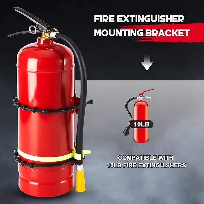 RattanView 1 Pcs Fire Extinguisher Mount Bracket Adjustable, Supports up to 10 lb, Heavy-Duty and Easy Installation, Ideal for Home, Truck, RV, Boat, Commercial Use, Secure and Durable Holder
