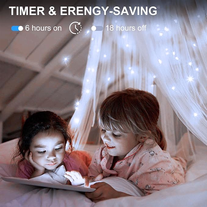 4 Pack Battery Fairy Lights 16.4 Ft 50 LED Christmas Timer Fairy Light | Waterproof Silver Wire Battery Twinkle Lights with Auto Timer 8 Modes for Xmas Wreath Decor, Cool White