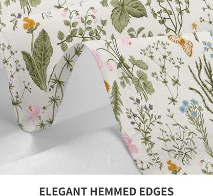 Vintage Floral Rectangle Tablecloth for Kitchen Dinner Picnic Party | 54"x72" Herbs and Wild Flowers Table Cloth Spring Summer Farmhouse Home Decor Cute Botanic Table Cover