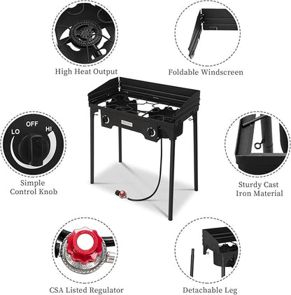 ROVSUN 2/3 Burner Outdoor Propane Gas Stove High Pressure Stand Cooker for Backyard Cooking Camping Home Brewing Canning Turkey Frying