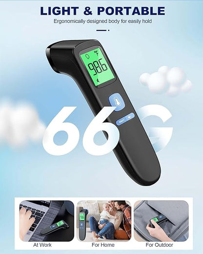 No-Touch Forehead Thermometer for Adults, Infrared Digital Baby Thermometer for Kids, Accurate Reading with Large Display, Mute Mode, Memory Recall, Fever Alarm