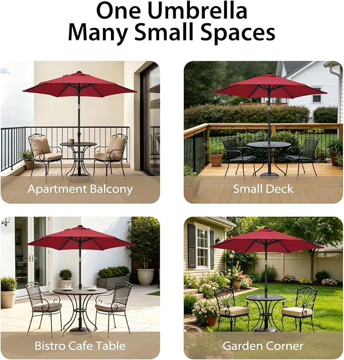 AMMSUN 6FT Patio Umbrella, Outdoor Table Umbrella with Push Button Tilt | UPF50+ Sun Protection and Water-Resistant Fabric, Premium Steel Pole and Ribs, Height-Adjustable and Push-Button Tilt