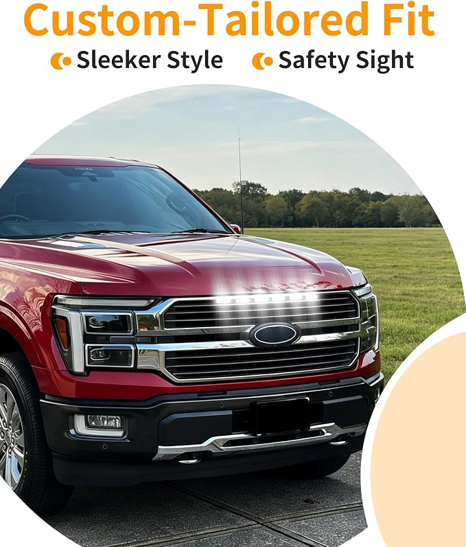 LED Grill Lights for Ford F150 2024-2026 King Ranch & Platinum Only, White | Direct-Snap F150 Front Grille Marker Lights, OEM-Style Fit, IP68 Waterproof, Raptor-Style Front-End Upgrade, Off-Road Ready