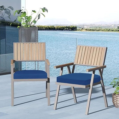 Cozyide Outdoor Chair Cushions, Waterproof Patio Seat Cushions with Adjustable Straps, Round Corner Patio Chair Cushions for Garden, Royal Blue, 17x16x2 Inch (Pack of 2)