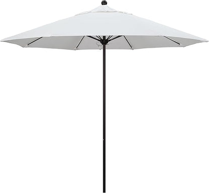 California Umbrella 9' Round Aluminum/Fiberglass Umbrella, Push Open, Bronze Pole, Sunbrella Natural Fabric