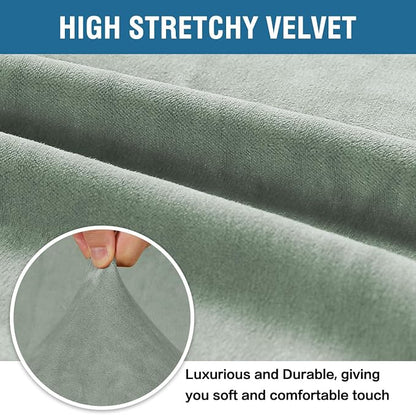 H.VERSAILTEX Stretch Velvet Armchair Cover Couch Covers 1 Cushion Chair Slipcover for Living Room Furniture Cover Crafted from Thick Comfy Rich Velour (Chair 31"-49", Sea Grass)