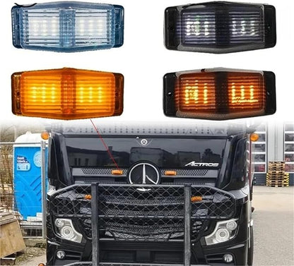 1PC/2PCS 24V LED Marker Light Front Grill Double Burner/Pole Indicator Lamp(1x Smoked White)