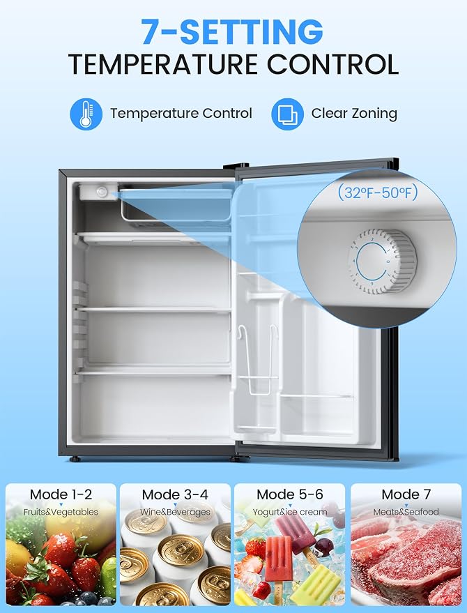 COWSAR 4.5 Cu.Ft Dorm Fridge with Freezer, Single Reversible Door Apartment Refrigerator, Adjustable Thermostat, Ultra Quiet, Energy Efficient Commercial Compact Fridge for Bedroom Dorm Office, Black