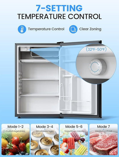 COWSAR Dorm Fridge without Freezer, 4.4 Cu.Ft Single Reversible Door Office Refrigerator with Adjustable Thermostat, Removable Glass Shelves, Commercial Compact Fridge for Bedroom Dorm Office