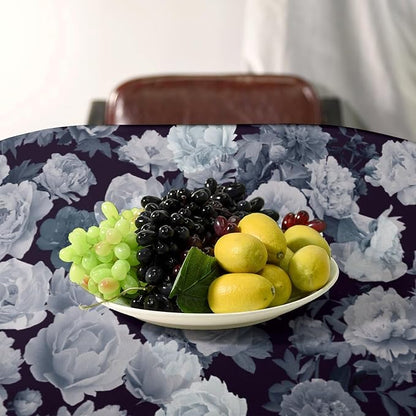 Vintage Florals Tablecloth, Gothic Black Garden Peonies Flowers Rustic Roses Boho Botanical Plant Water Resistant Wipeable Table Cover for Picnic Party Holiday Kitchen Dinner Table 60"x90"