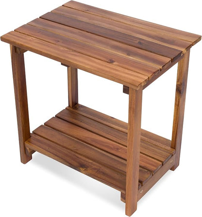 Shine Company Indoor/Outdoor Providence Rectangular Acacia Wooden Side Table, Oak