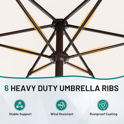 AreShark 7.5FT Patio Umbrella Table Market Umbrella w/Tilt and Crank, Heavy-Duty Outdoor Umbrellas for Pool, Deck, Garden and Backyard, Cream White
