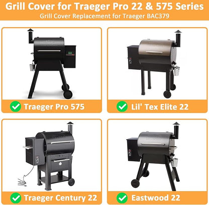 Grill Cover for Traeger Pro 22/575 Series, Waterproof Smoker Cover for Traeger Lil'Tex Elite, Eastwood, Z-Grill Series Smoker Grills, 600D Wood Pellet Smoker Cover for Pro 22/575 Grill