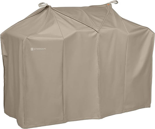 Classic Accessories Storigami Easy Fold Water-Resistant 64 Inch BBQ Grill Cover, Goat Tan