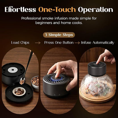 Umimile Electric Cocktail Smoker Kit, USB-C Rechargeable Torch-Free Whiskey Smoker for Cocktails and Food, Adjustable Smoke Control, Glass Cover, Wood Tray, 6 Wood Chips (5.91 inches)