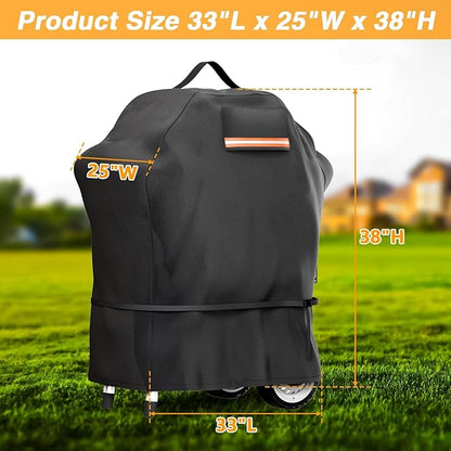EVRBUL Grill Cover Compatible with Char-Broil Patio Bistro PRO, Waterproof Heavy Duty 420D Grill Cover, Small BBQ Cover with Air Vent Windproof Straps 33" L x 25" W x 38" H