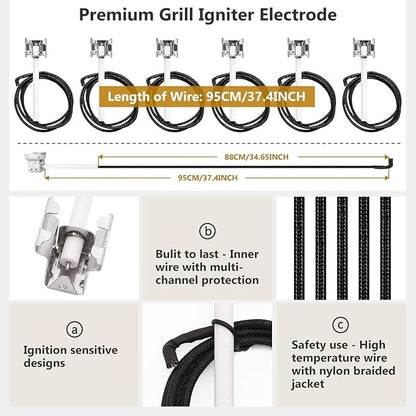 Criditpid Grill Replacement Parts for Nexgrill 6 Burner 720-0896B, 720-0896, 720-0896E, 720-0896C, 730-0896, Cast Iron Grill Grates, Heat Plates, Burners Tubes & Ignitors for Nexgrill Evolution Grills