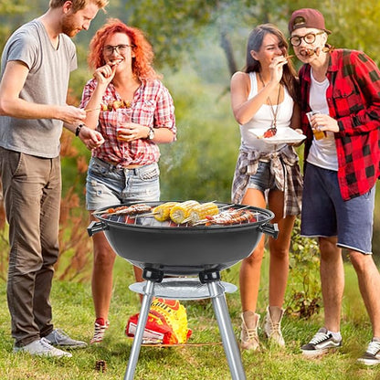 DOIT Charcoal Grills, 18.5” Portable BBQ Kettle Grill with Wheels for Outdoor Cooking Barbecue Camping-Heavy Duty Coal Grills with Thickened Grilling Bowl for Patio Backyard Park