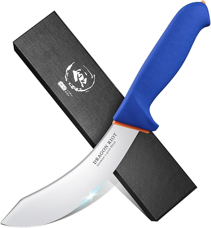 DRAGON RIOT 6 Inch Skinning Knife, Meat Butcher Knife for Beef & Processing, Stainless Steel Kitchen Knife, Sharp Boning & Cutting Knife with Non-Slip Handle